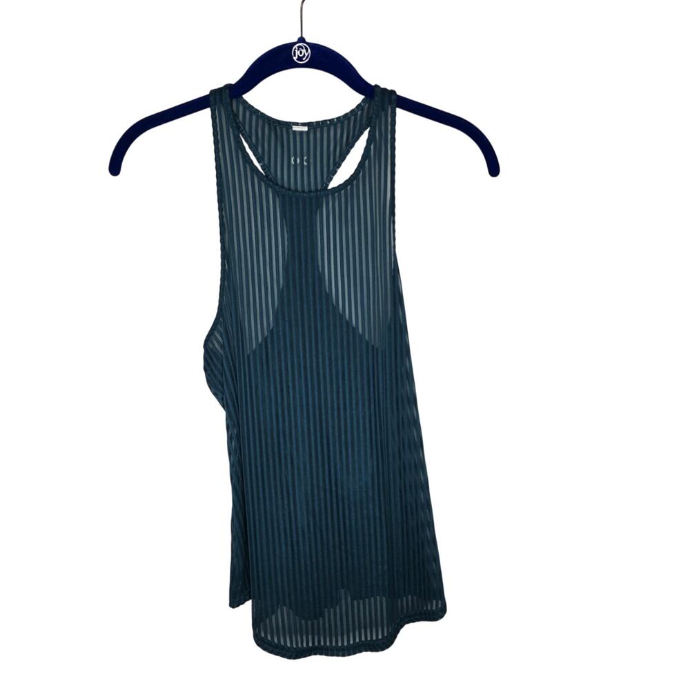 Alo Yoga Ribbed Racerback Tank Top Semi-sheer Blue Green Teal Size S Activewear